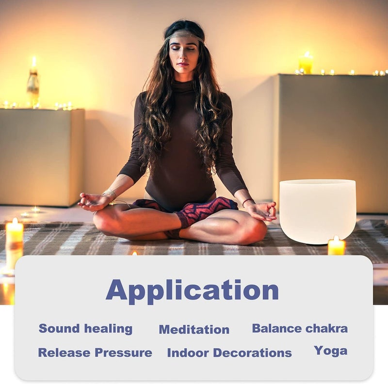 CVNC 432HZ 12 Inch C Note Root Chakra Frosted Quartz Crystal Singing Bowl Meditation Therapy Sound Healing Instrument Sound Bath Bowl with Mallet and O-ring - Image 5